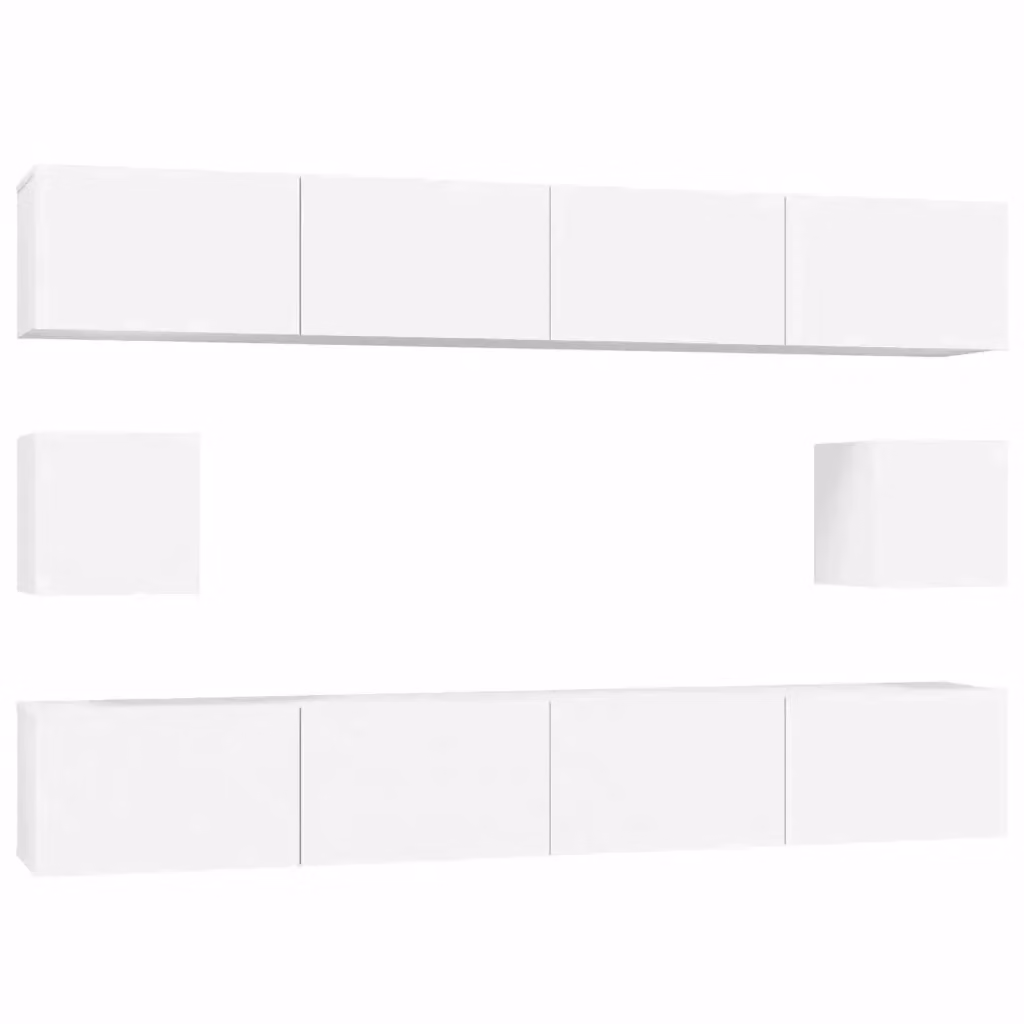 Set di mobili porta TV da 6 pezzi vidaXL in legno e MDF bianco stile classico per soggiorno – 2