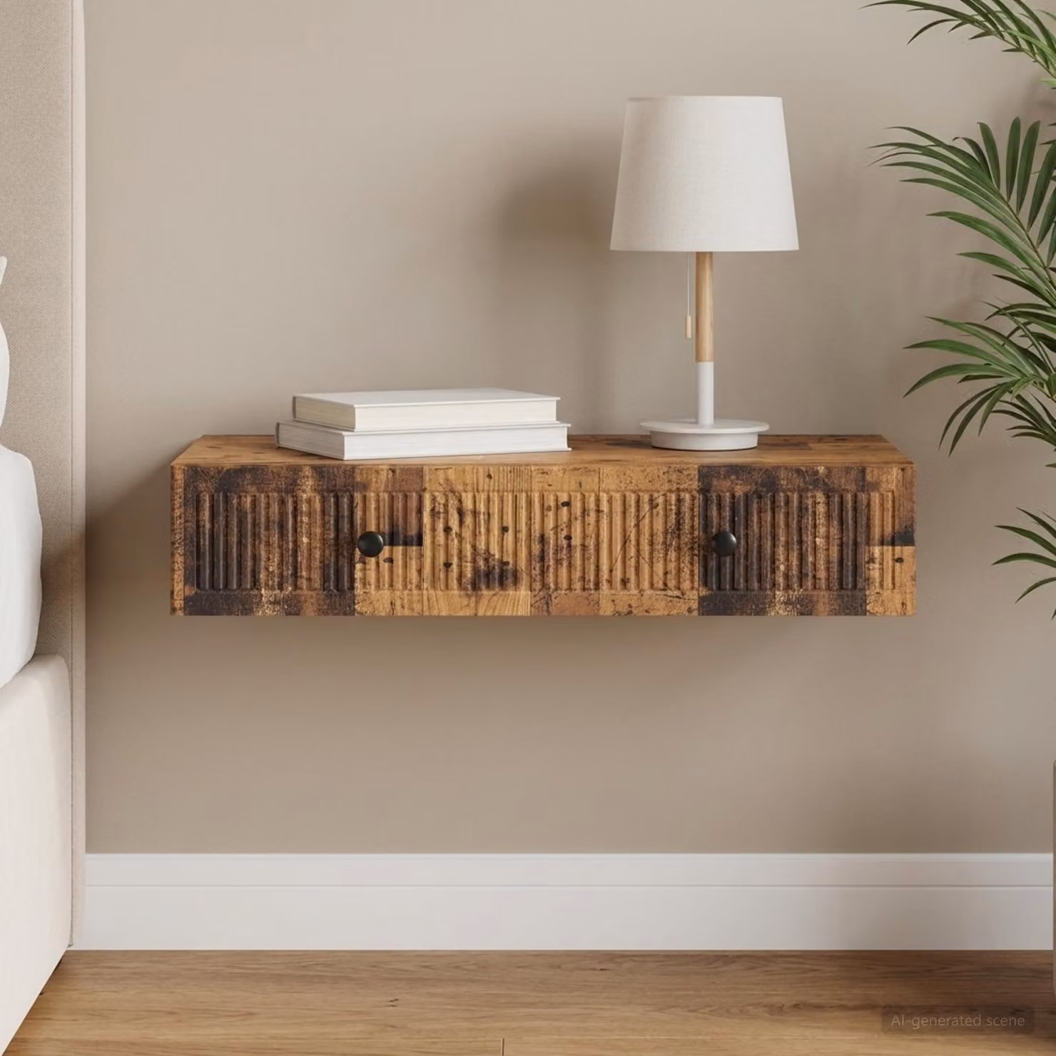 vidaXL Tavolino da Parete Laterale in Legno Antico Marrone L: 87,5 cm, P: 34,5 cm, H: 17 cm