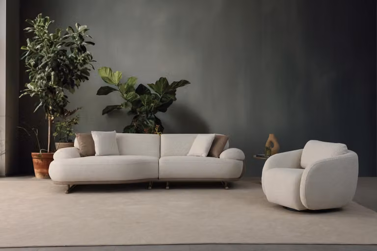 Wohnzimmer-Set Modulares Ecksofa in L-Form mit Sessel