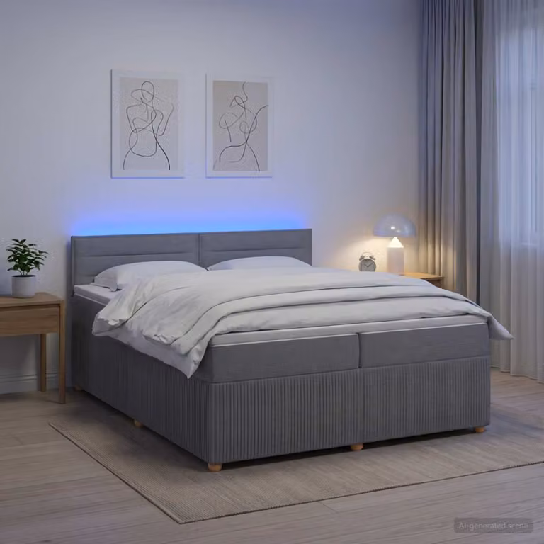 Letto box spring vidaXL con materasso a molle insacchettate, Grigio, L/P: 200 x 200 cm