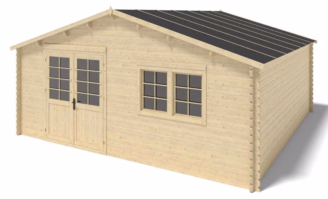 Casetta da giardino in legno - 36m2 - 6x6m - 40mm - colore: naturale