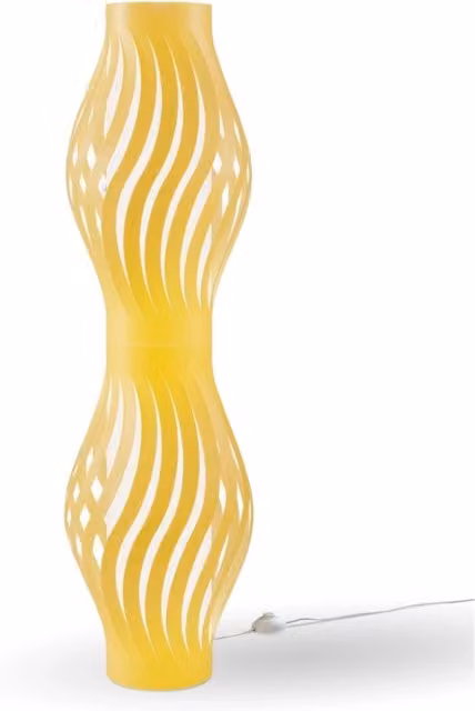 Piantana Moderna Helios Linea Zero Colore Ocra e Beige con 2 Luci E27 Altezza: 123 cm