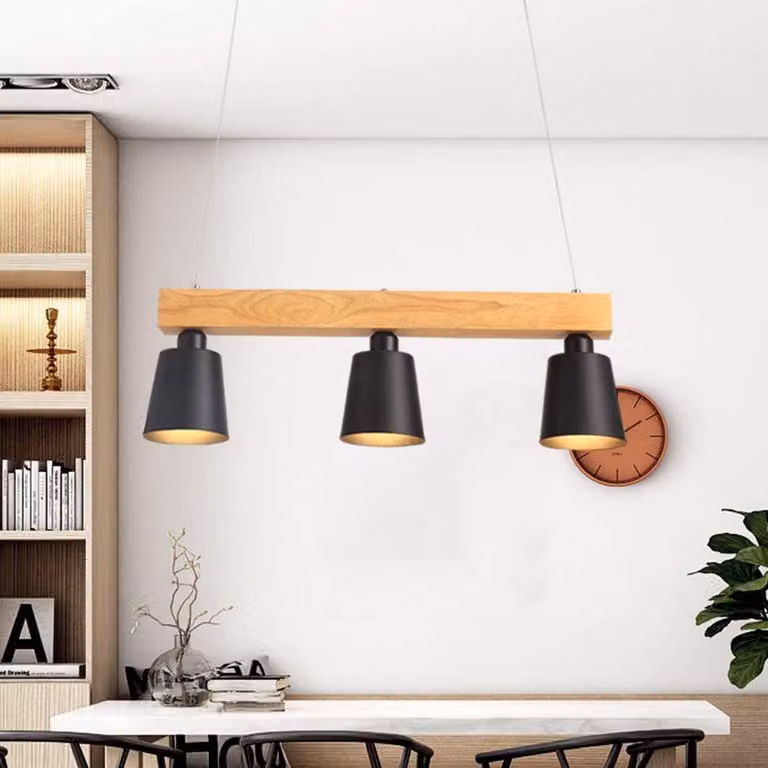 ZMH Luce a sospensione nero 3 fiamme tavolo da pranzo legno lampada a sospensione bianco caldo altezza regolabile tavolo da pranzo lampada per sala da pranzo soggiorno