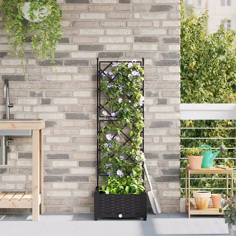Vaso da giardino vidaXL in plastica nero L/P/H: 40 x 40 x 125,5 cm