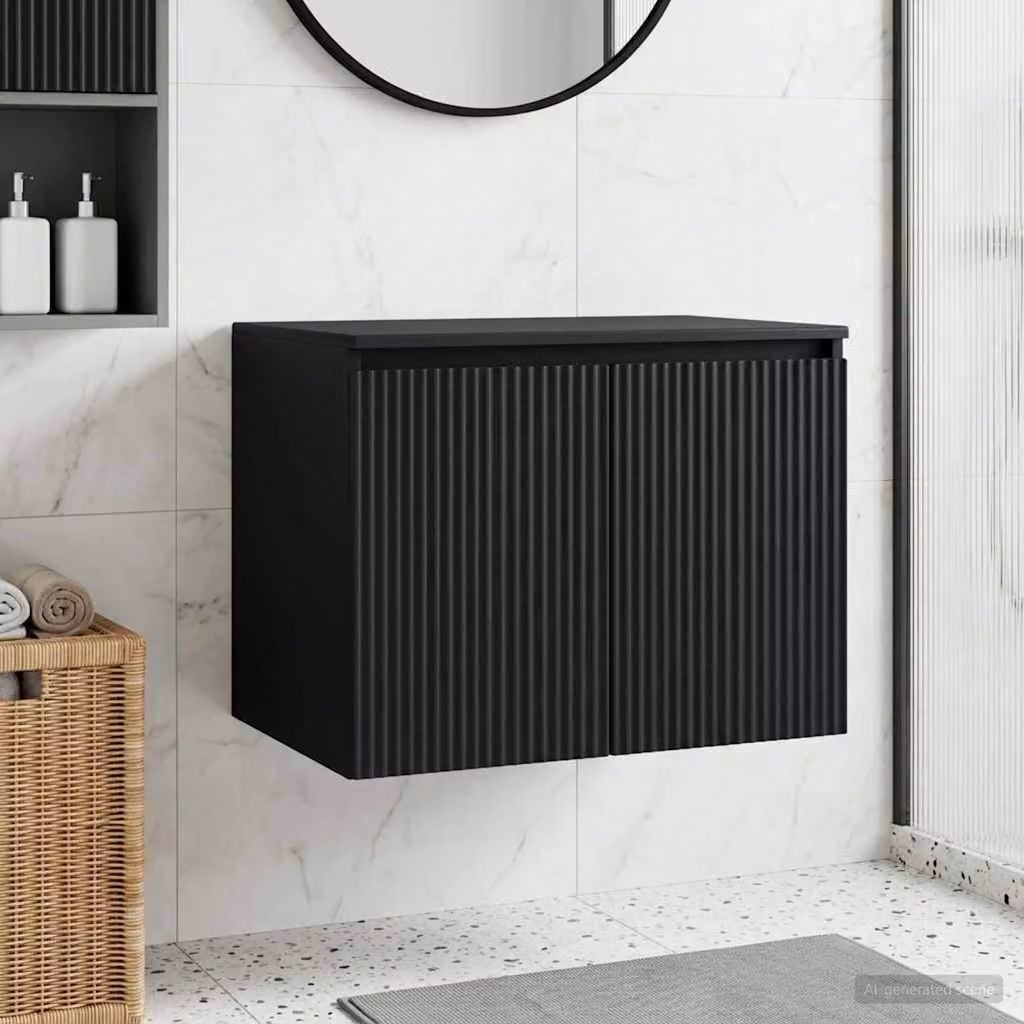 Mobiletto da bagno a muro vidaXL moderno nero opaco L: 62,5 cm, P: 44,5 cm, H: 50 cm