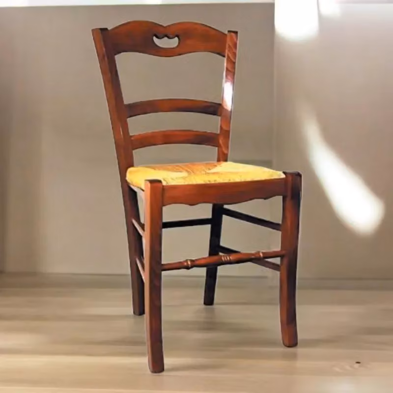 Set di 2 sedie classiche in legno di faggio color noce con seduta in paglia Mobili 2G L/P/H: 45 x 45 x 88 cm – 3