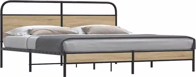 Giroletto senza Materasso in Metallo-Struttura Letto Rovere Fumo 183x213 cm 637369