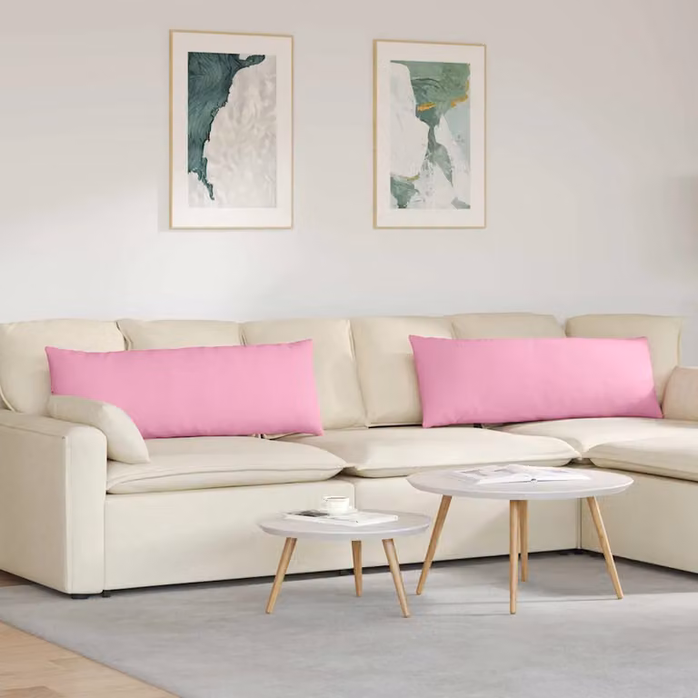 Set di 2 cuscini da divano vidaXL in tessuto rosa con rivestimento rimovibile, L 120 cm x P 40 cm x H 40 cm