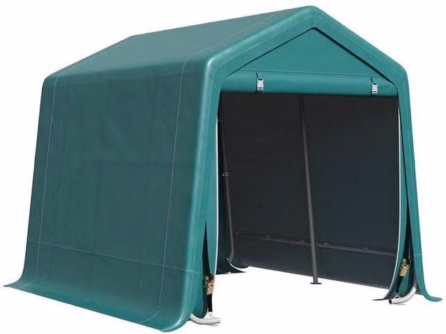 Carport Outsunny per auto, moto e attrezzature in metallo e poliestere, colore verde, L/P/H: 240 x 200 x 202 cm – 1