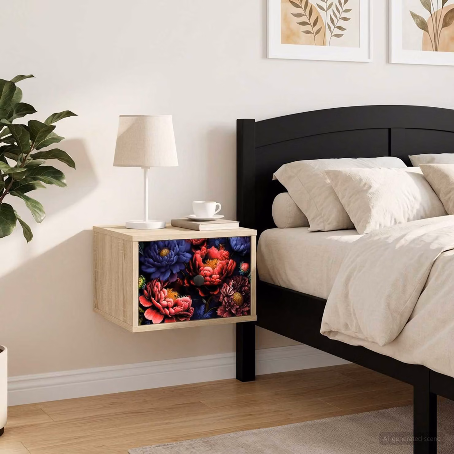 Set di 2 comodini sospesi vidaXL KIEL in Rovere Sonoma e Nero