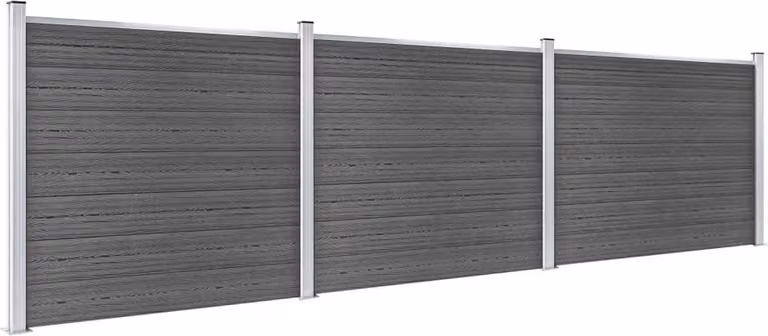 Set Pannelli di Recinzione in WPC 526x146 cm Nero