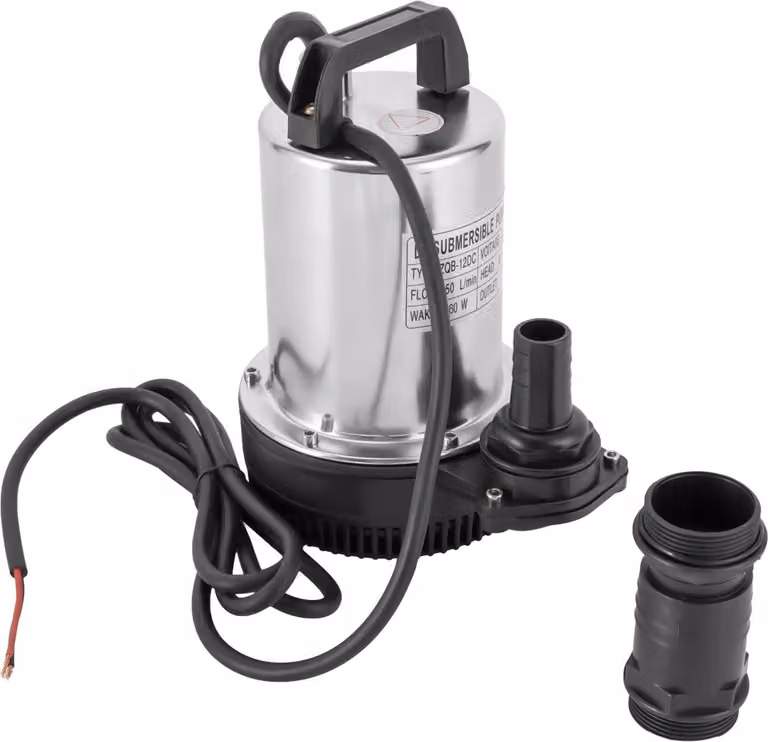 Pompa dell'acqua - Pompa sommersa per acque sporche - Acciaio inossidabile - 12 V - 6000 l/h - Spina UE - 28×20×17 cm