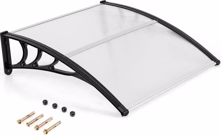 Pensilina per porta 102x99 cm, alluminio e policarbonato, argento
