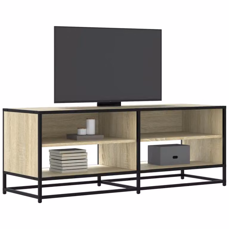 Mobile TV vidaXL in stile industriale in legno e metallo, colore beige e marrone, L 120,5 x P 40 x H 46 cm