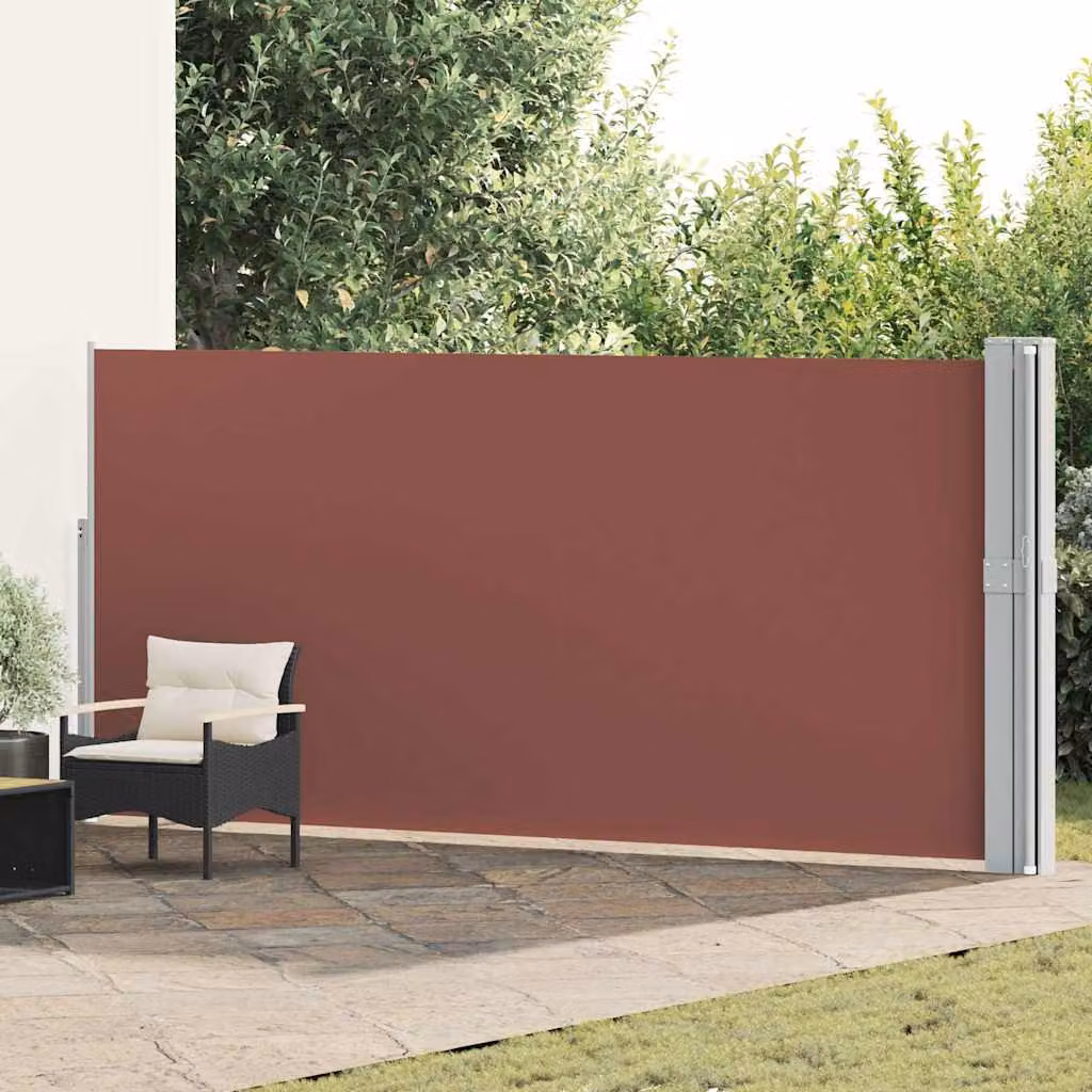 Tenda Laterale Retrattile per Patio vidaXL in Poliestere e Acciaio, Marrone, L: 1200 cm, H: 170 cm
