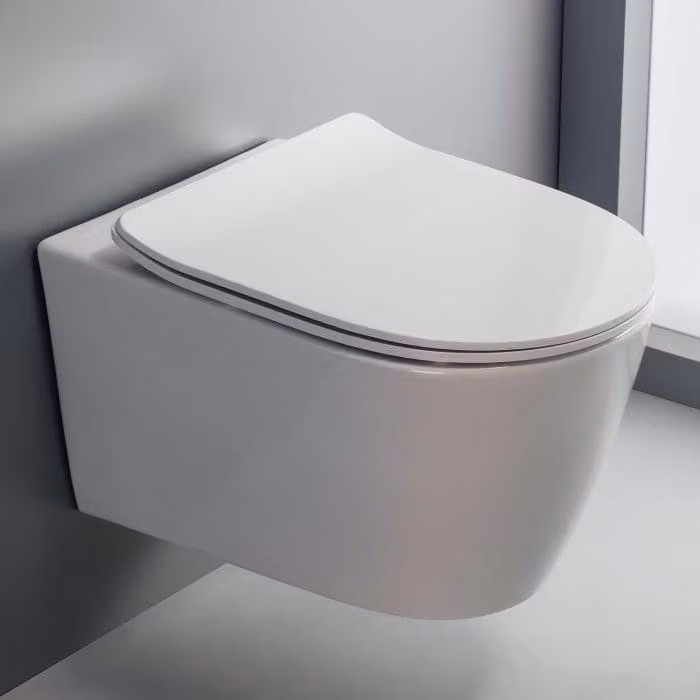 Set completo per vaso sospeso a muro Kronenbach, senza anello di scarico, comprensivo di copriwater slim