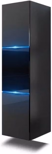 Colonna da bagno sospesa Meublorama collezione RAVEN con illuminazione LED integrata, colore nero opaco, L/P/H: 30 x 30 x 110 cm