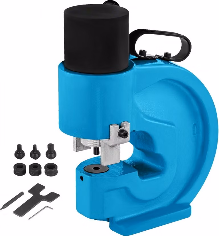 Punzonatrice idraulica 35T - Set di pompe a mano, punzonatrice per piastre metalliche, punzonatrice a 4 fori, gola da 110 mm - Battitura idraulica.
