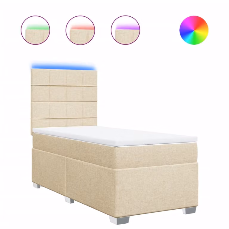 Giroletto a Molle con Materasso Crema 90x190 cm in Tessuto