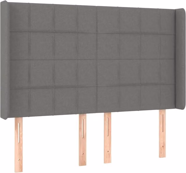 Testiera ad orecchio in tessuto grigio scuro con struttura in legno di larice L: 147 cm, P: 16 cm, H: 118/128 cm – 1