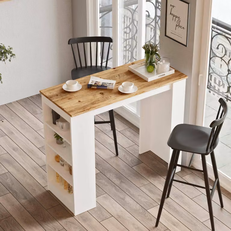 Dmora Tavolo Fisso Pontebba 51.6x120x101.8h cm Bianco, 2 Posti Forma Rettangolare