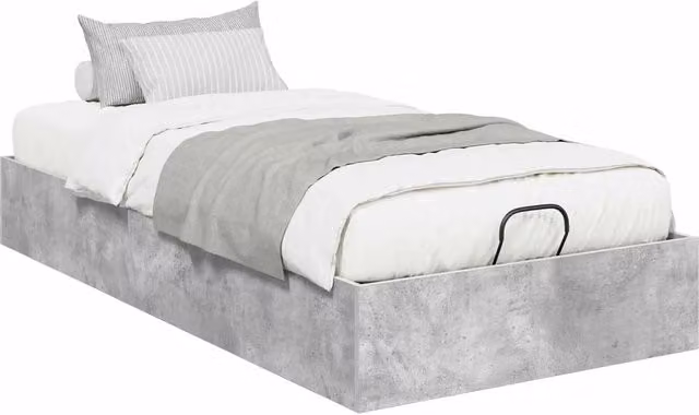 Letto singolo | Letto per adulti | Letto ottomano con archiviazione Grigio Cemento 80,5 x 200 cm