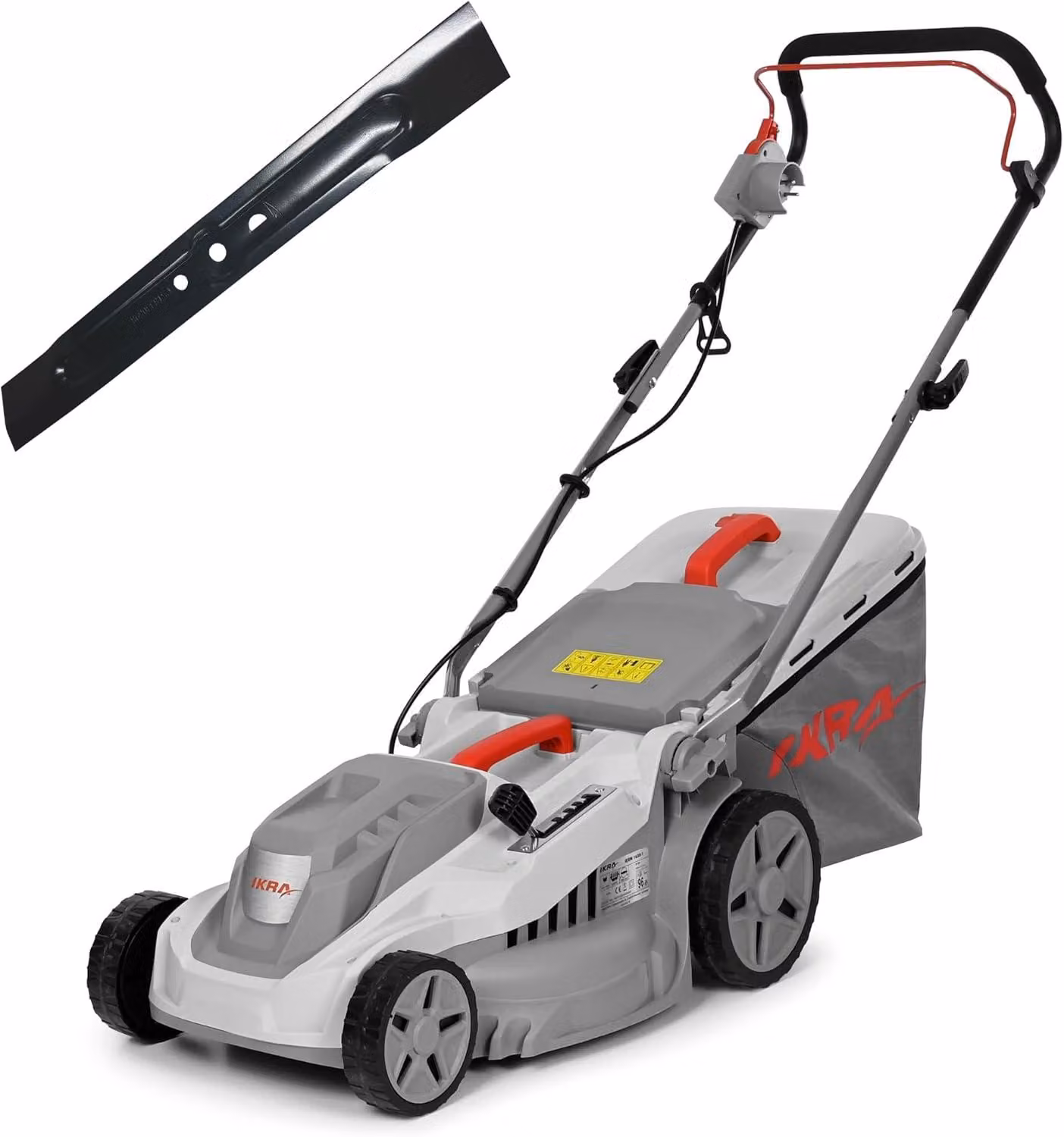 Tagliaerba elettrico con una potenza di 1600W, una larghezza di taglio di 38 cm e un sacco di raccolta