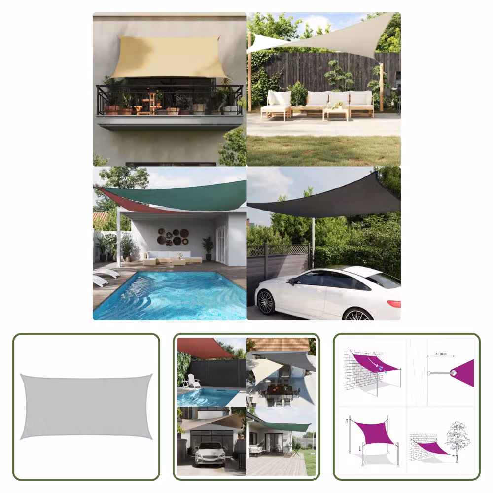 The Living Store Tenda da sole grigio chiaro 6x3 m 100% poliestere Oxford