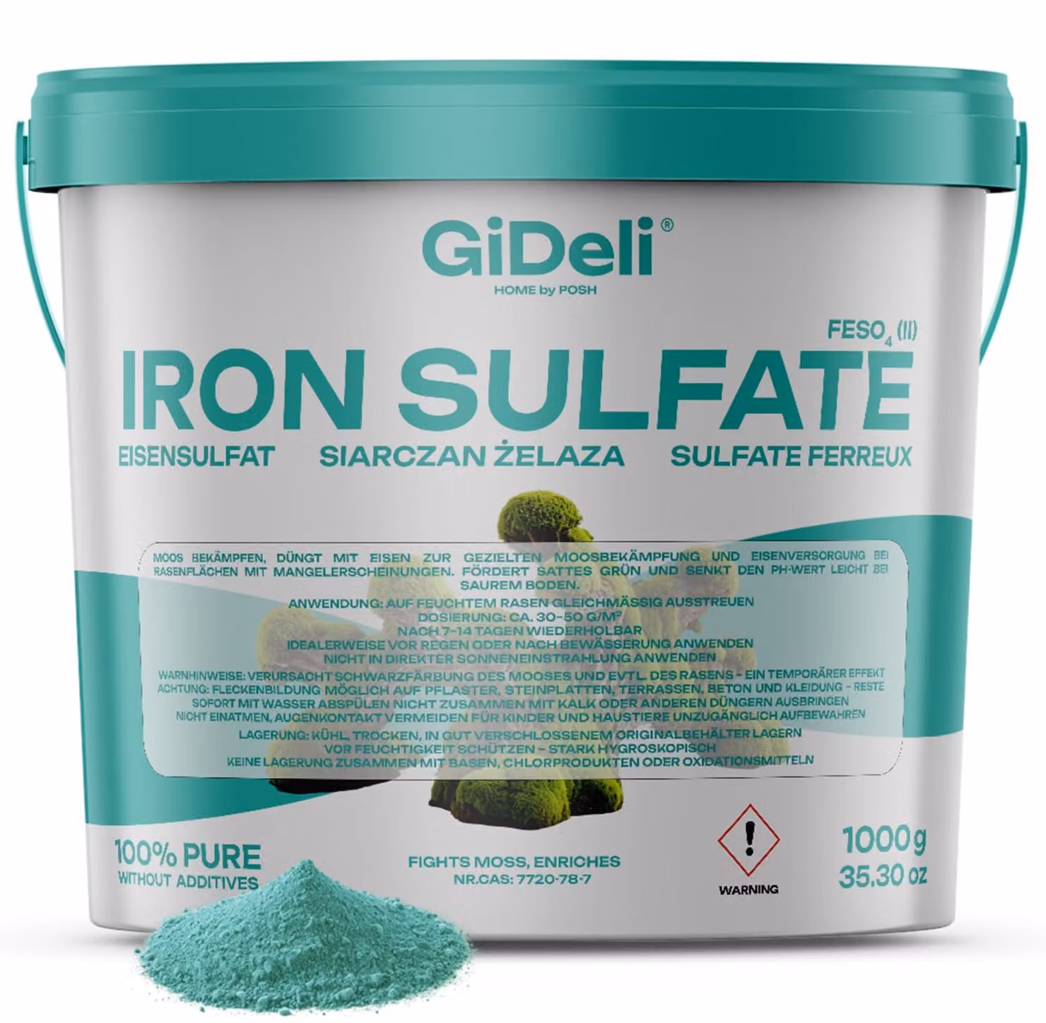 Solfato di ferro 1 kg eptaidrato - Concime per ortensie - Giardinaggio - Agricoltura - FeSO₄ - GiDeli