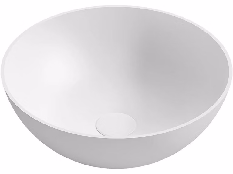 CERANO - Lavabo in marmo colato Ovalo - da appoggio - bianco opaco - 40x40 cm