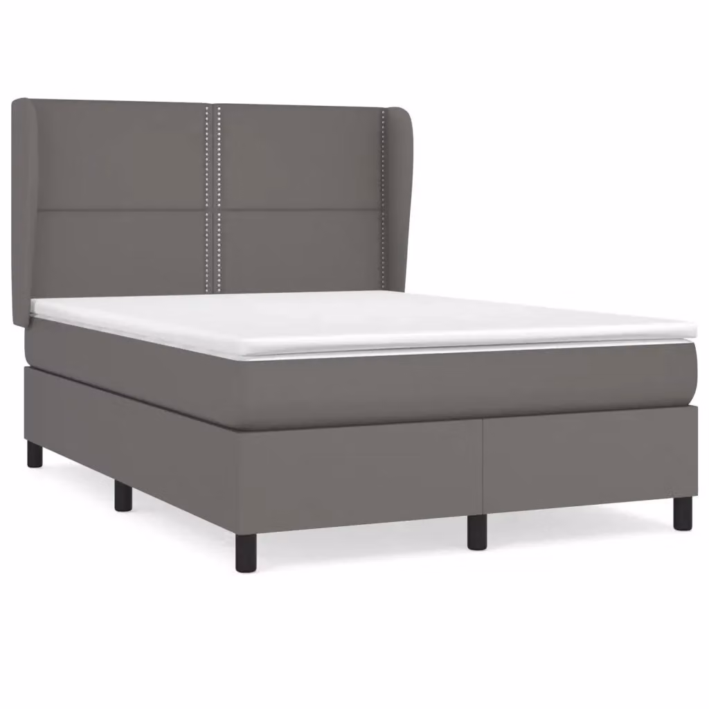 Letto a molle con materasso vidaXL in similpelle grigio e bianco L/P/H: 203 x 147 x 128 cm – 2