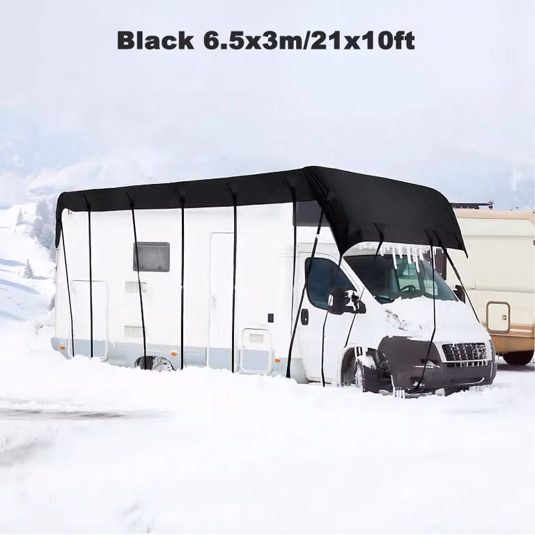 Copertura per camper - Telo di copertura in Oxford 210D - Impermeabile 3000 Pa - Protezione UV - 6,5 x 3 m - Nero