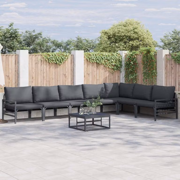 Maison Exclusive - Set da giardino composto da 7 pezzi, divano, acciaio nero