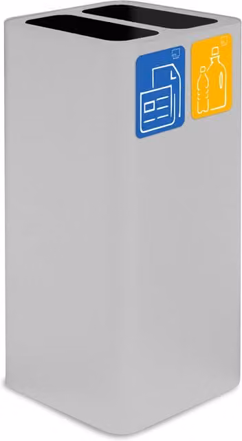 Pattumiera Per Raccolta Rifiuti 38x38xh80 cm In Acciaio Verniciato Cover a 2 Scomparti Bianco