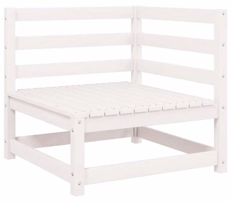 Divano da giardino in legno massello di pino, bianco, robusto e modulare, ideale per creare un'area relax all'aperto. Set di mobili da esterno
