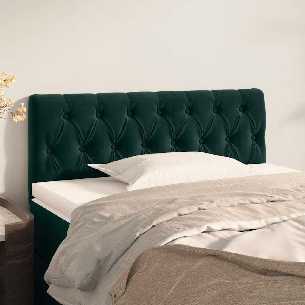 Testiera per letto vidaXL in velluto verde scuro, L: 90 cm, P: 7 cm, H: 78-88 cm