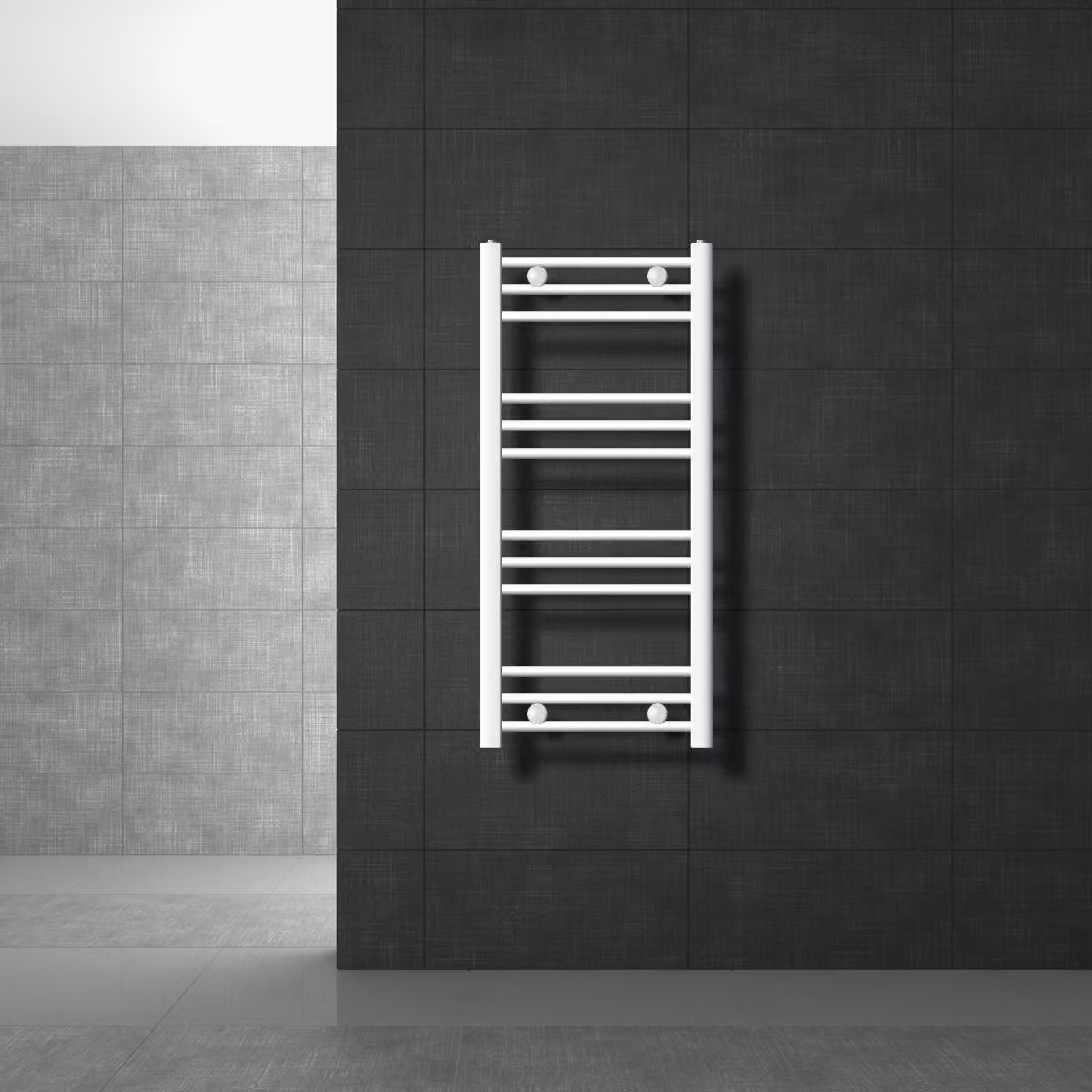 LuxeBath radiatore per bagno Sahara, 400x800 mm, bianco, diritto con attacco laterale, senza elemento riscaldante