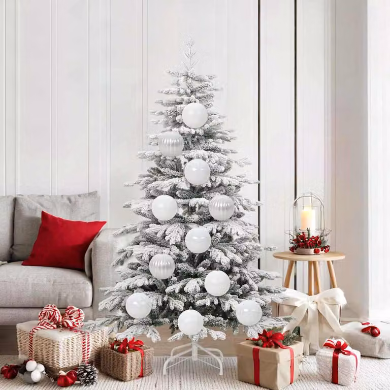 vidaXL Set di 9 palline di Natale bianche in plastica, decorazioni moderne a forma di sfera con Ø 15 cm