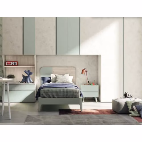 Letto singolo con testata bicolore Sector