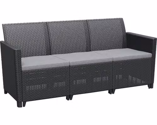 Divano da giardino in rattan a tre posti Allibert CLAIRE 3 SEATERS SOFA graphite