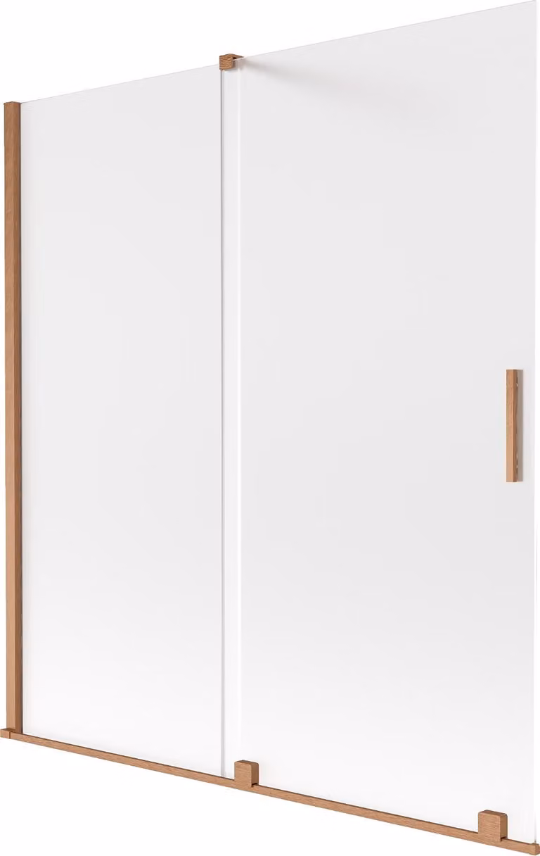 Mexen Velar parete per vasca da bagno a 2 ante scorrevoli 150 x 150 cm, brina, rame spazzolato - 896-150-000-31-65