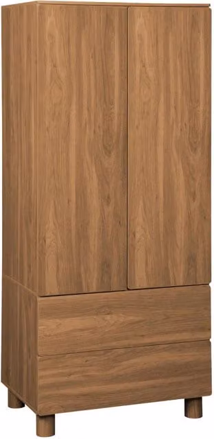 Armadio guardaroba effetto legno 2 ante, 2 cassetti e 1 appendiabiti,