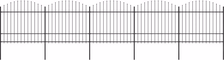 Recinzione da Giardino con Punta a Lancia in Acciaio 892,5x175 cm Nero