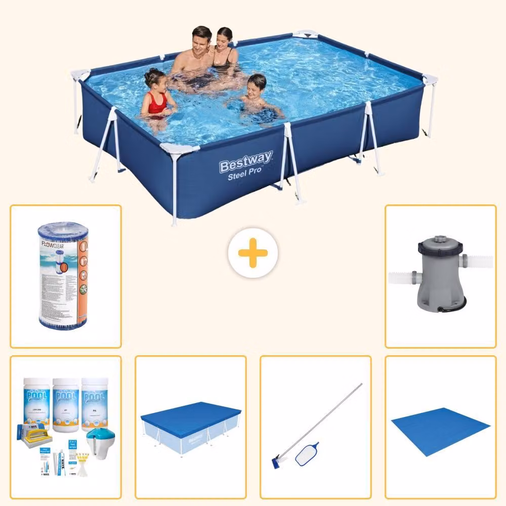 Bestway Steel Pro, piscina rettangolare - 300x201x66 cm - 7 pezzi - Modello S21547