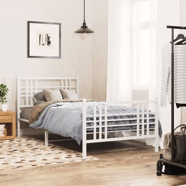 vidaXL Giroletto con Testiera e Pediera in Metallo Bianco 100x200 cm