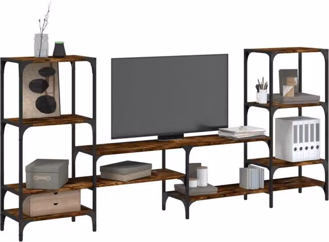 Mobile Porta TV-Mobile per TV-Credenza TV Rovere Fumo 206,5x28,5x95 cm Legno Multistrato