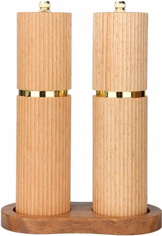 Set di mulini in legno con spessore regolabile, incl. vassoio di legno