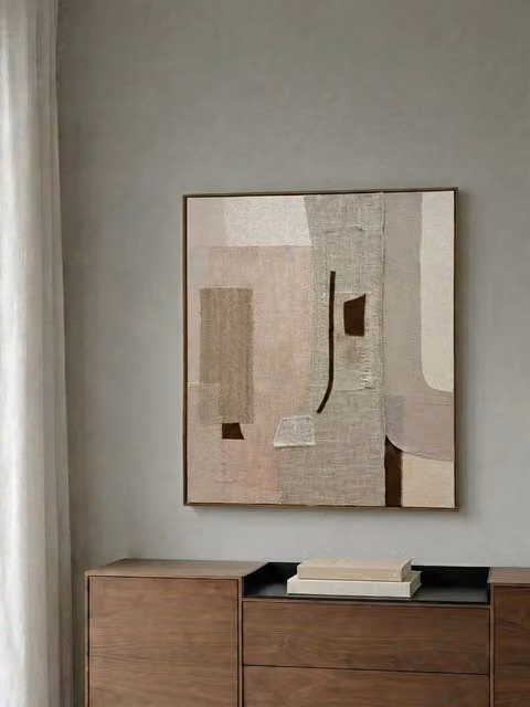 Quadro astratto moderno Minho Kenay Home, colori grigio, beige e marrone, L: 80 cm x H: 100 cm