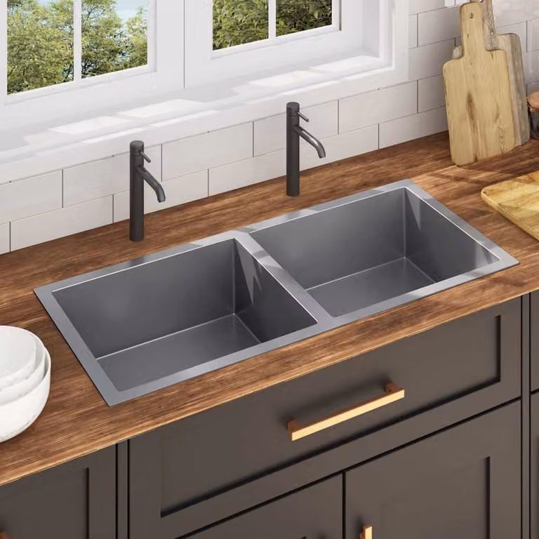 Lavello da Cucina vidaXL Lavorato a Mano in Acciaio Inox Grigio e Argento