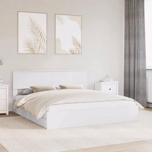 Letto con Contenitore Bianco 180 x 200 cm Legno ingegnerizzato 3410770